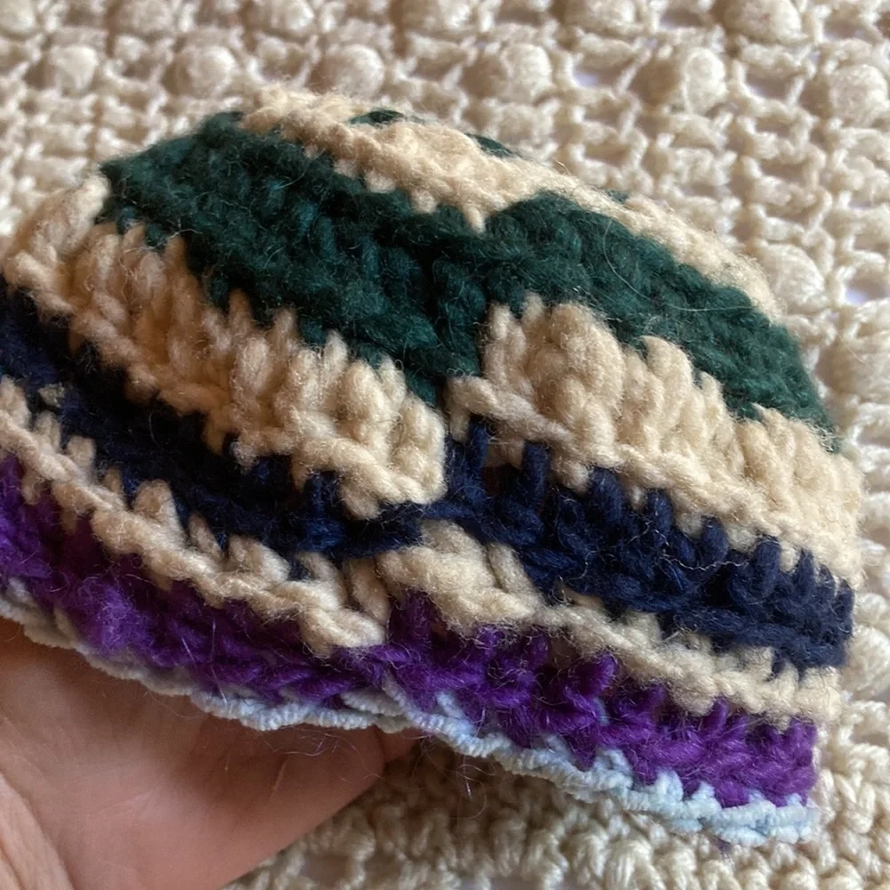 Hand crochet thick beanie with spiral fir child